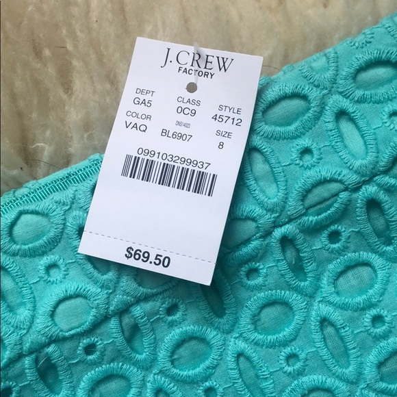 NWT! J. Crew Aqua Blue Eyelet Skirt! - Picture 2 of 5